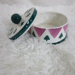 Ethel M Chocolates Vintage Holiday Ceramic Covered Candy Dish Trinket Box